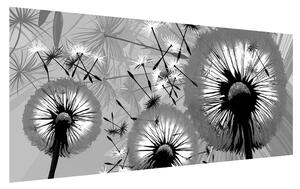 Tablou albnegru modern cu păpădii (120x50 cm)