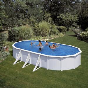 Set piscina prefabricata Gre ovala cu pereti metalici albi 730 x 375 h 120cm