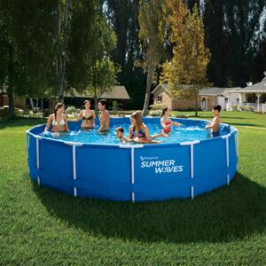 Set piscina rotunda Activ Frame Blue 4,57 m x 1,22 cm cu cadru metalic Summer Waves