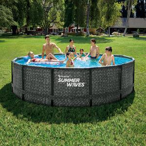 Set piscina rotunda Activ Frame Dark Herringbone 4,27 m x 1,07 cm cu cadru metalic Summer Waves