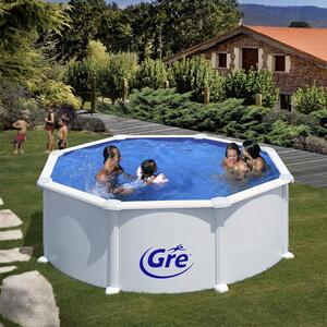 Set piscina prefabricata ATLANTIS rotunda cu pereti metalici albi ф350 х h 132cm