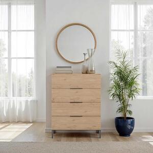 Comoda Adore Oryana, 4 sertare, Alb - Nuc - Stejar, 80x104x44 cm