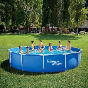 Set piscina rotunda Activ Frame Blue 4,57 m x 84 cm cu cadru metalic Summer Waves