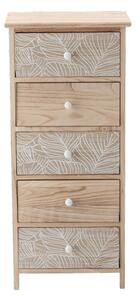 Comodă LUIZA cu 5 sertare - design boho, 40 x 29 x 90 cm
