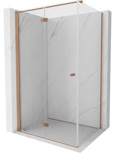 Cabină de duș pliabilă Mexen Mist-F T cu 1 canat, stânga, 110 x 100 cm, sticlă transparentă, profil mat cupră, 8A6T-110-100-65-00-L