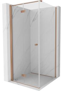 Cabină de duș pliabilă Mexen Mist-F T cu 1 canat, stânga, 110 x 110 cm, sticlă transparentă, profil mat cupră, 8A6T-110-110-65-00-L