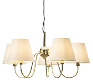ByRydens 4202720-6509 - Candelabru suspendat pe cablu LYNF, 5xE14/8W/230V, alamă/alb