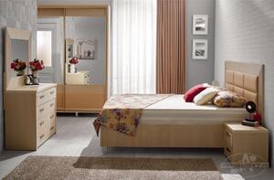 Dormitor Clasic bej, pat 160x200 cm, dulap, comoda cu oglinda, noptiere