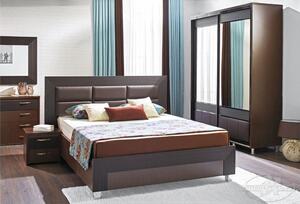 Dormitor Clasic wenge, pat 160x200 cm, dulap, comoda cu oglinda, noptiere