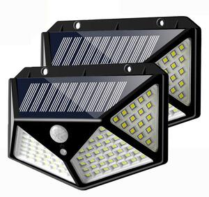 Set 2 x Lampa 100 LED cu panou solar, senzor de miscare