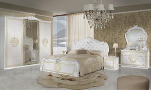 Set dormitor VILMA, alb/auriu, pat 160x200 cm cu somiera fixa, dulap c