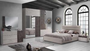 Dormitor Urban, ulm/maro, pat 160x190 cm, dulap cu 2 usi culisante, 2 noptiere, comoda