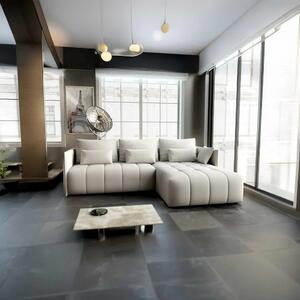 Colțar extensibil dumonde cu ladă de depozitare si sezut confortabil din spuma high-density, Malta Enjoy Beige II 235x185 cm