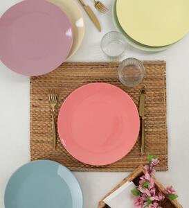 Set 6 Farfurii Uni Rainbow, Ceramica, Multicolor, 25 cm