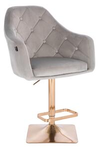 HR831KW Scaun Catifea Gray cu Bază Aurie