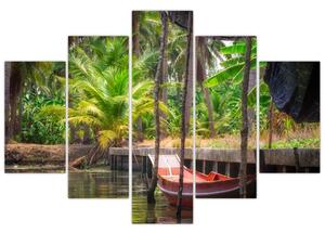 Tablou - Nava din lemn în canal , Thailand (150x105 cm)