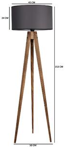 Lampadar haaus Tripod, 60 W, Gri/Maro, H 153 cm