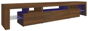 Comodă TV cu lumini LED, stejar maro, 215x36,5x40 cm