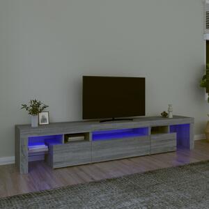 Comodă TV cu lumini LED, gri sonoma, 215x36,5x40 cm