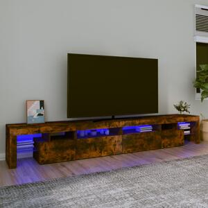 Comodă TV cu lumini LED, stejar fumuriu,280x36,5x40cm