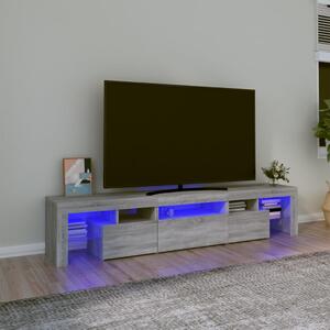 Comodă TV cu lumini LED, gri sonoma, 200x36,5x40cm