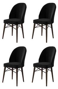 Set 4 scaune haaus Ritim, Negru/Maro, textil, picioare metalice