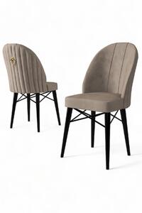 Set 4 scaune haaus Ritim, Cappuccino/Negru, textil, picioare metalice
