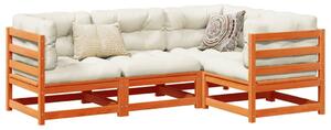 Set canapea de grădină, 4 piese, maro ceruit, lemn masiv de pin