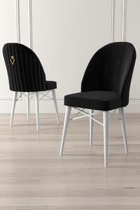 Set 4 scaune haaus Ritim, Negru/Alb, textil, picioare metalice