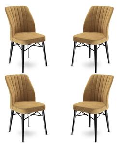 Set 4 scaune haaus Flex, Cappuccino/Negru, textil, picioare metalice