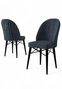 Set 4 scaune haaus Ritim, Antracit/Negru, textil, picioare metalice