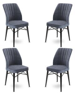 Set 4 scaune haaus Flex, Fum/Negru, textil, picioare metalice