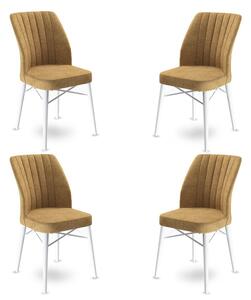Set 4 scaune haaus Flex, Cappuccino/Alb, textil, picioare metalice