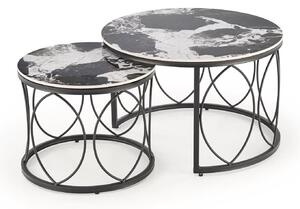 Set de măsuțe de cafea Houston 1805Marmură neagră, Negru, 5cm, Piatră sinterizată, Rotund