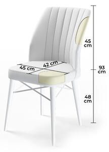 Set 4 scaune haaus Flex, Fum/Alb, textil, picioare metalice