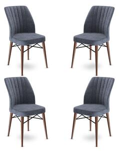 Set 4 scaune haaus Flex, Fum/Maro, textil, picioare metalice