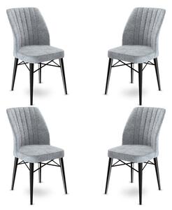 Set 4 scaune haaus Flex, Gri/Negru, textil, picioare metalice
