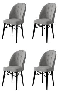 Set 4 scaune haaus Ritim, Gri/Negru, textil, picioare metalice