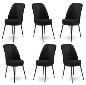 Set 6 scaune haaus Dexa, Negru/Maro, textil, picioare metalice