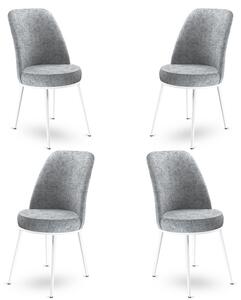 Set 4 scaune haaus Dexa, Gri/Alb, textil, picioare metalice
