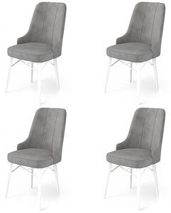 Set 4 scaune haaus Pare, Gri/Alb, textil, picioare metalice