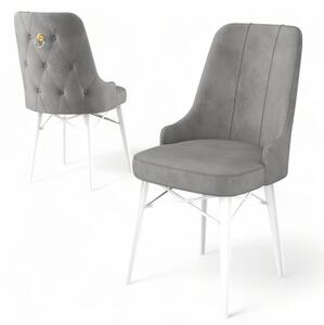 Set 4 scaune haaus Pare, Gri/Alb, textil, picioare metalice