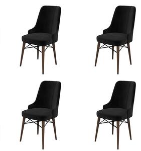 Set 4 scaune haaus Pare, Negru/Maro, textil, picioare metalice