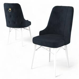 Set 4 scaune haaus Pare, Antracit/Alb, textil, picioare metalice