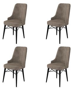Set 4 scaune haaus Pare, Cappuccino/Negru, textil, picioare metalice
