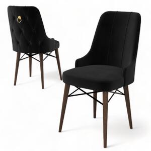 Set 4 scaune haaus Pare, Negru/Maro, textil, picioare metalice