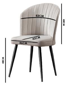 Set 2 scaune haaus Rubi, Crem/Negru, textil, picioare metalice