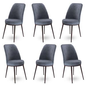 Set 6 scaune haaus Dexa, Fum/Maro, textil, picioare metalice