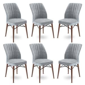 Set 6 scaune haaus Flex, Gri/Maro, textil, picioare metalice