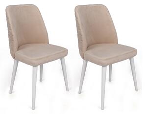Set 2 scaune haaus Tutku, Crem/Alb, textil, picioare metalice